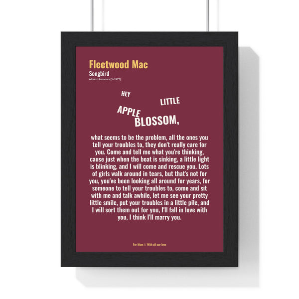Personalised full song lyrics poster with dedication main product image