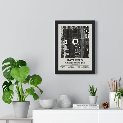 Rate Field map print framed on a living room wall