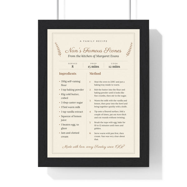 Personalised Family Recipe Print - framed print