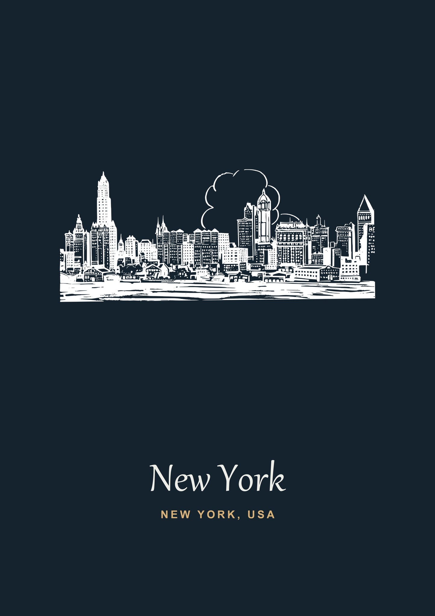 Personalised New York Line Art Print | Custom Travel Poster