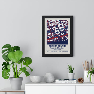 Rogers Centre map print framed on a living room wall