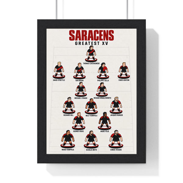 Saracens Greatest XV print in a black frame