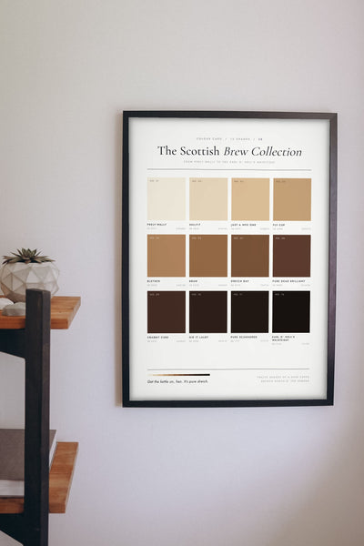 Scottish Brew Colour Chart framed on a wall