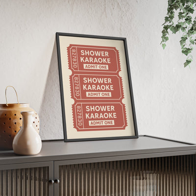Framed Shower Karaoke Admit One Ticket Bathroom Print print