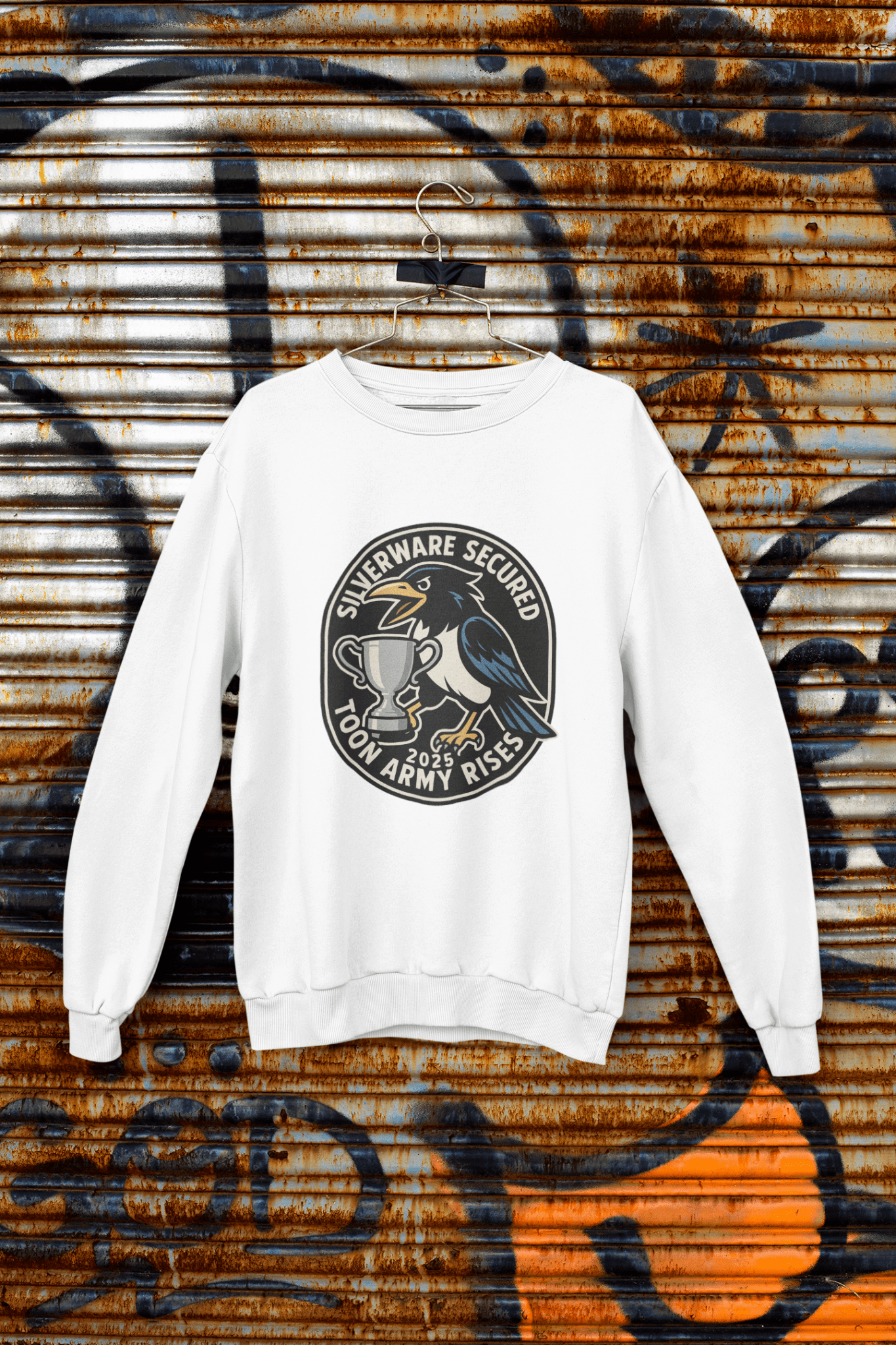 Black t-shirt with Silverware Secured - Toon Army Rises 2025 Newcastle Inspired /Sweatshirt