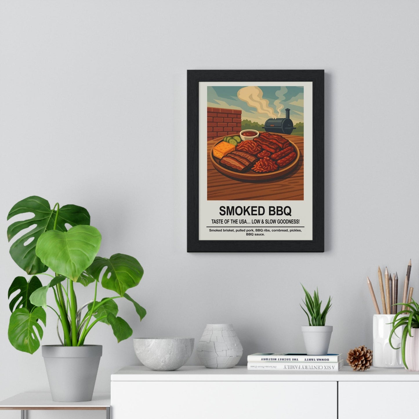 Framed Smoked BBQ American Barbecue Kitchen print