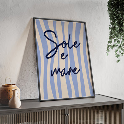 Framed Sole e Mare Italian Kitchen Print - Coastal Typography Art print