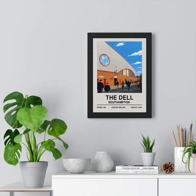 Southampton The Dell Stadium Print framed on a living room wall