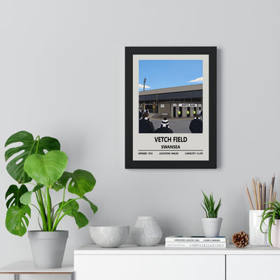 Swansea City Vetch Field Stadium Print framed on a living room wall