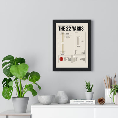 The 22 Yards Cricket Pitch print framed on a living room wall
