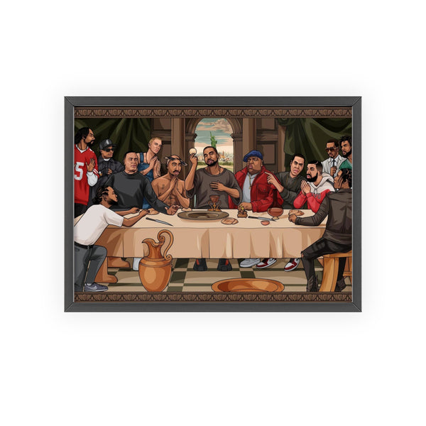 The Last Supper of Hip Hop maxi poster framed – bold illustrated rap artists composition wall art