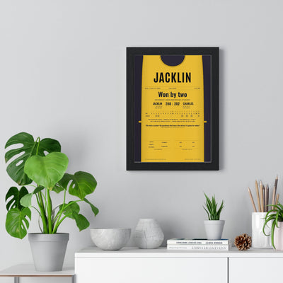 Tony Jacklin Royal Lytham 1969 Golf Poster - Caddie Bib Final Round Win Print framed on a living room wall