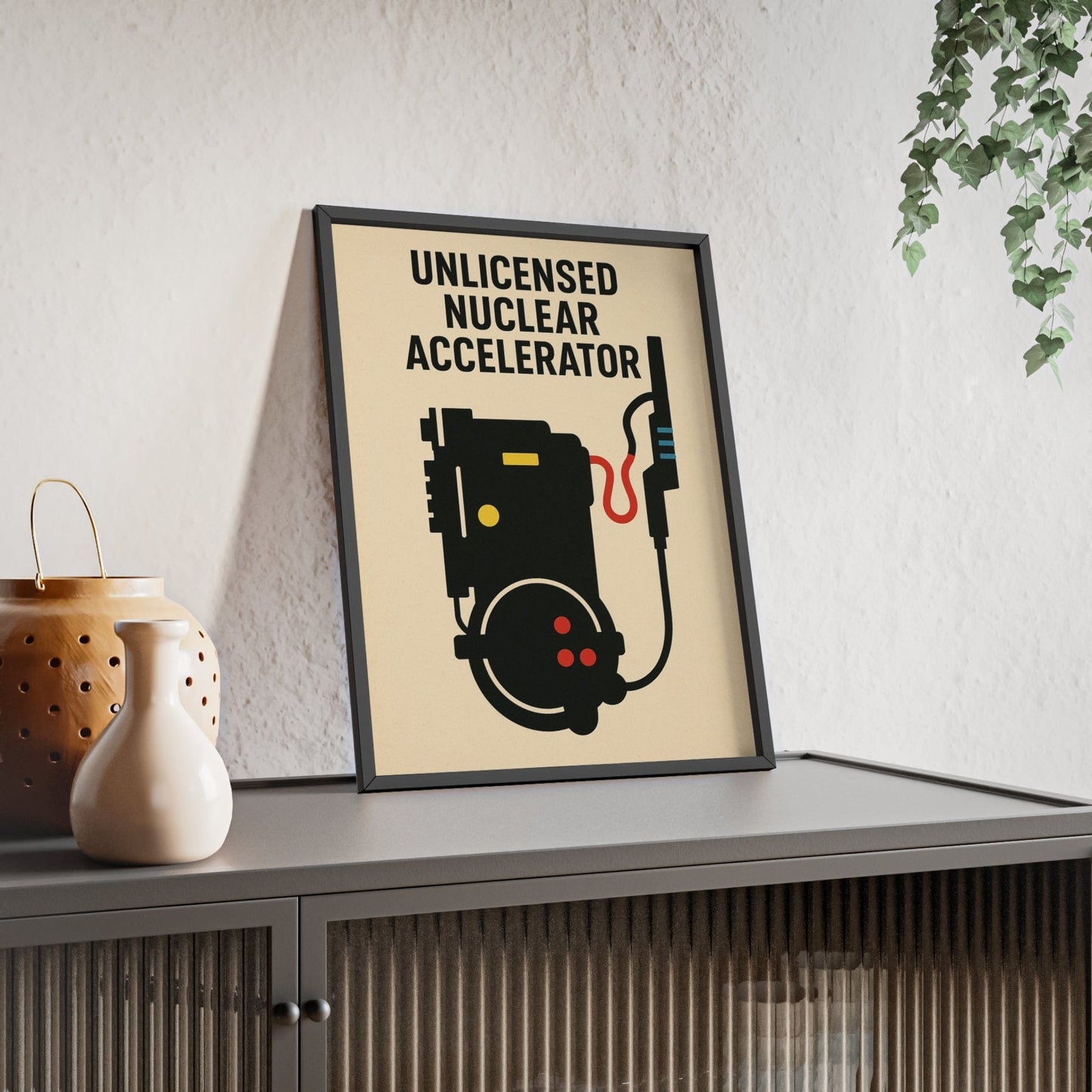 Framed Unlicensed Nuclear Accelerator Poster - Retro Proton Pack Print poster