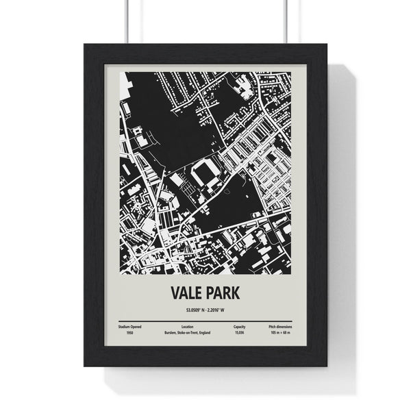 Framed Vale Park Stadium map print