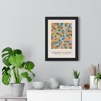 Voronoi Diagram print framed on a living room wall