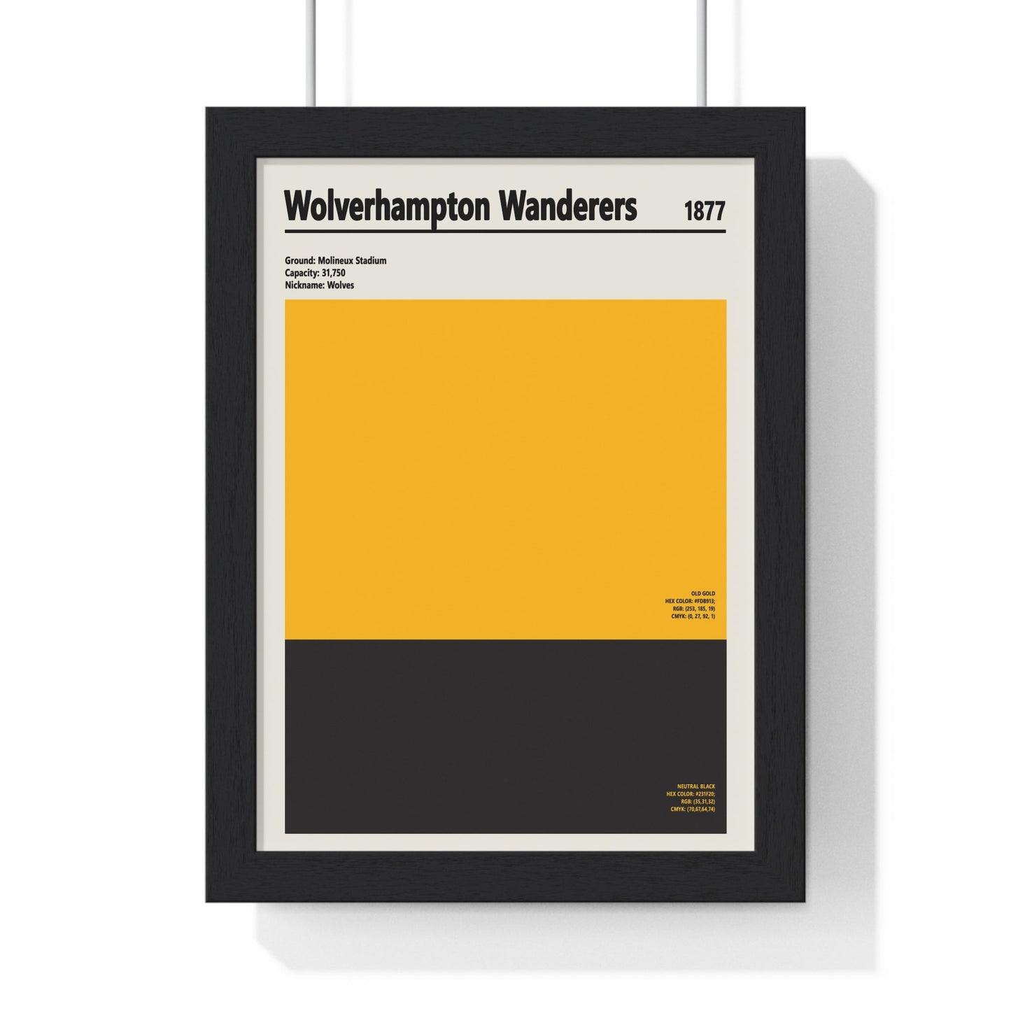 Wolverhampton Wanderers Colour Swatch Print – Wolves Club Colours Wall Art