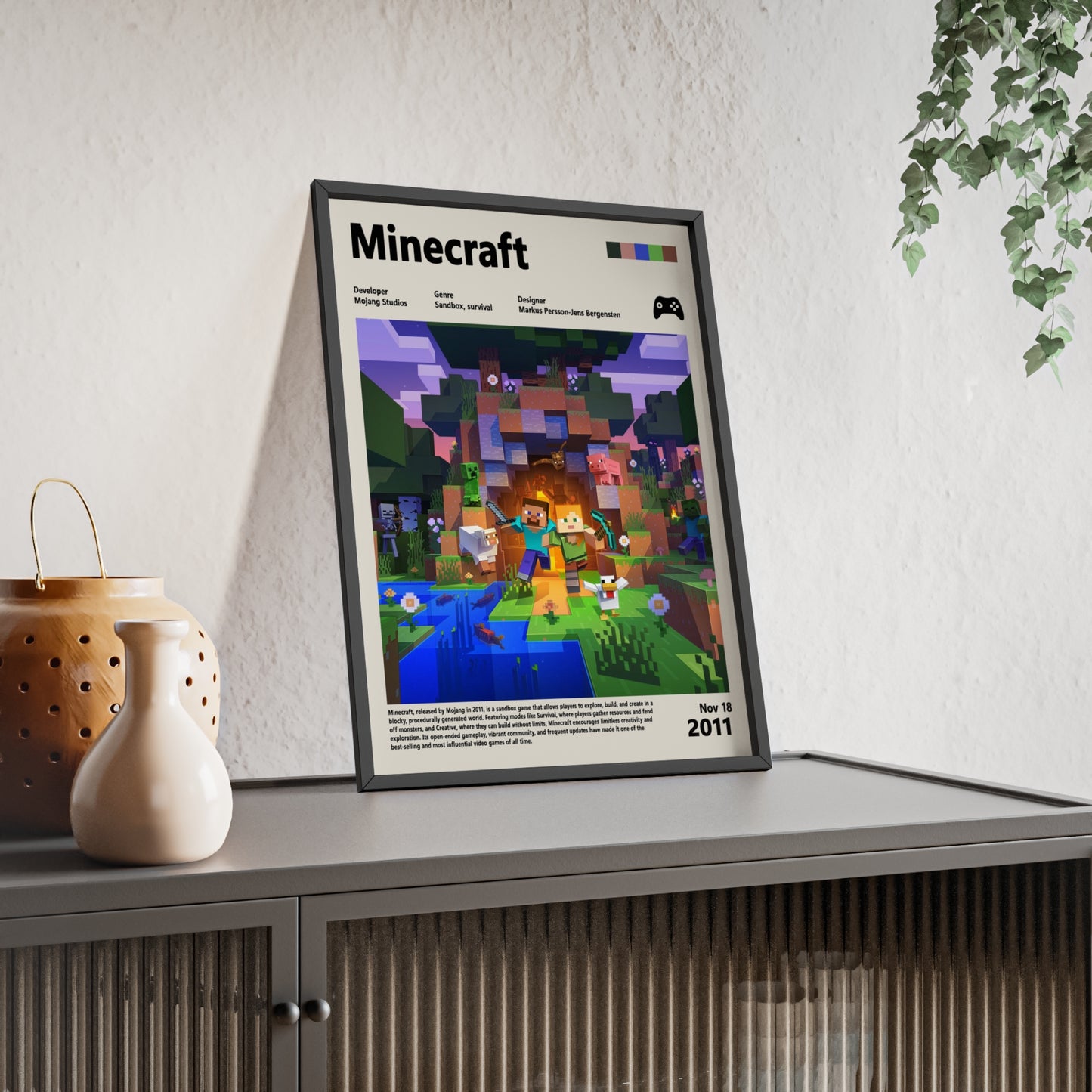 Minecraft 2011 - Video Game Info minimalist Poster