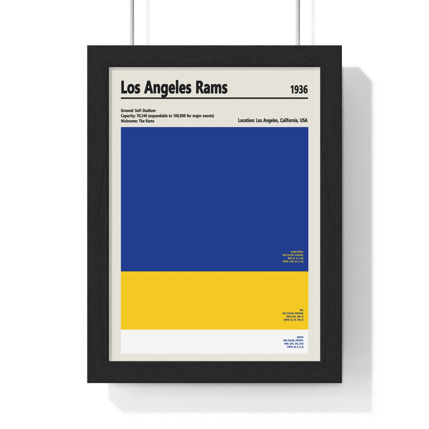 Los Angeles Rams colour swatch wall art print