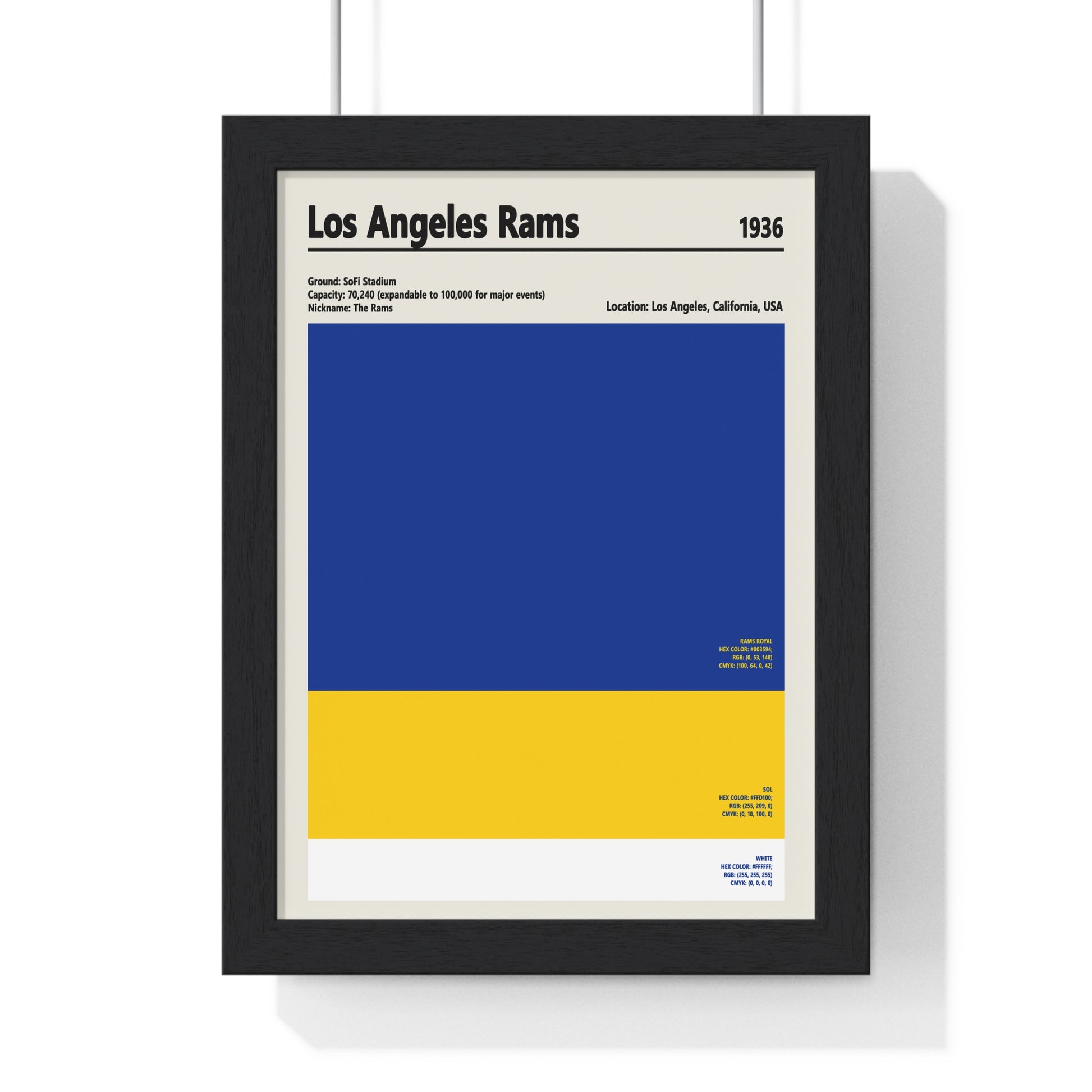 Los Angeles Rams colour swatch wall art print
