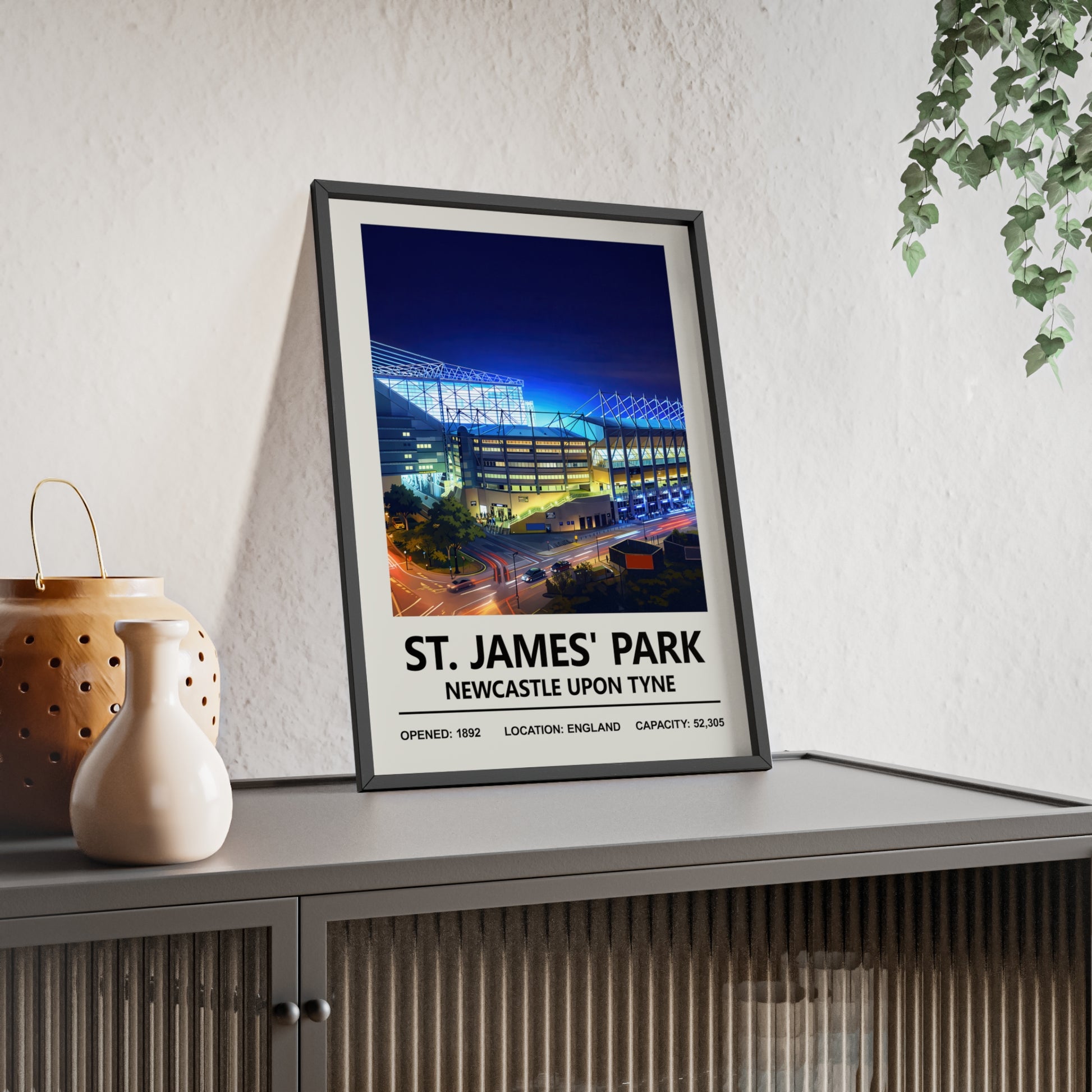 Newcastle United stadium night print wall art