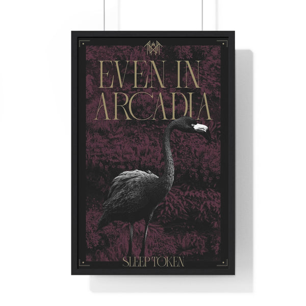 Sleep Token Even In Arcadia maxi poster featuring flamingo and dark floral artwork