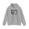 Black t-shirt with Rock and Roll Hoodie Music Pun Hooded Sweatshirt