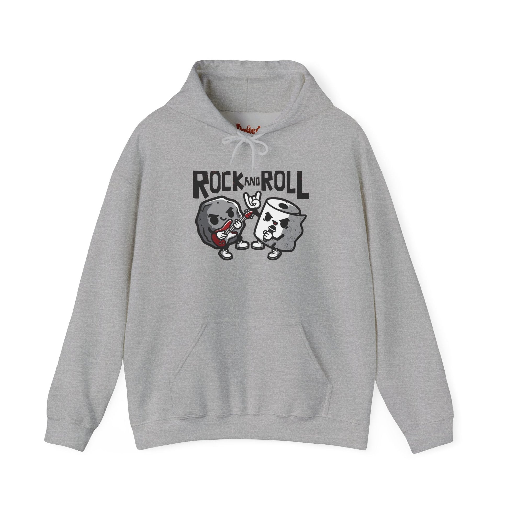 Black t-shirt with Rock and Roll Hoodie Music Pun Hooded Sweatshirt