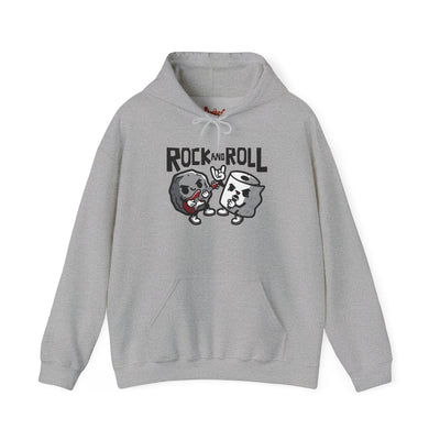 Black t-shirt with Rock and Roll Hoodie Music Pun Hooded Sweatshirt