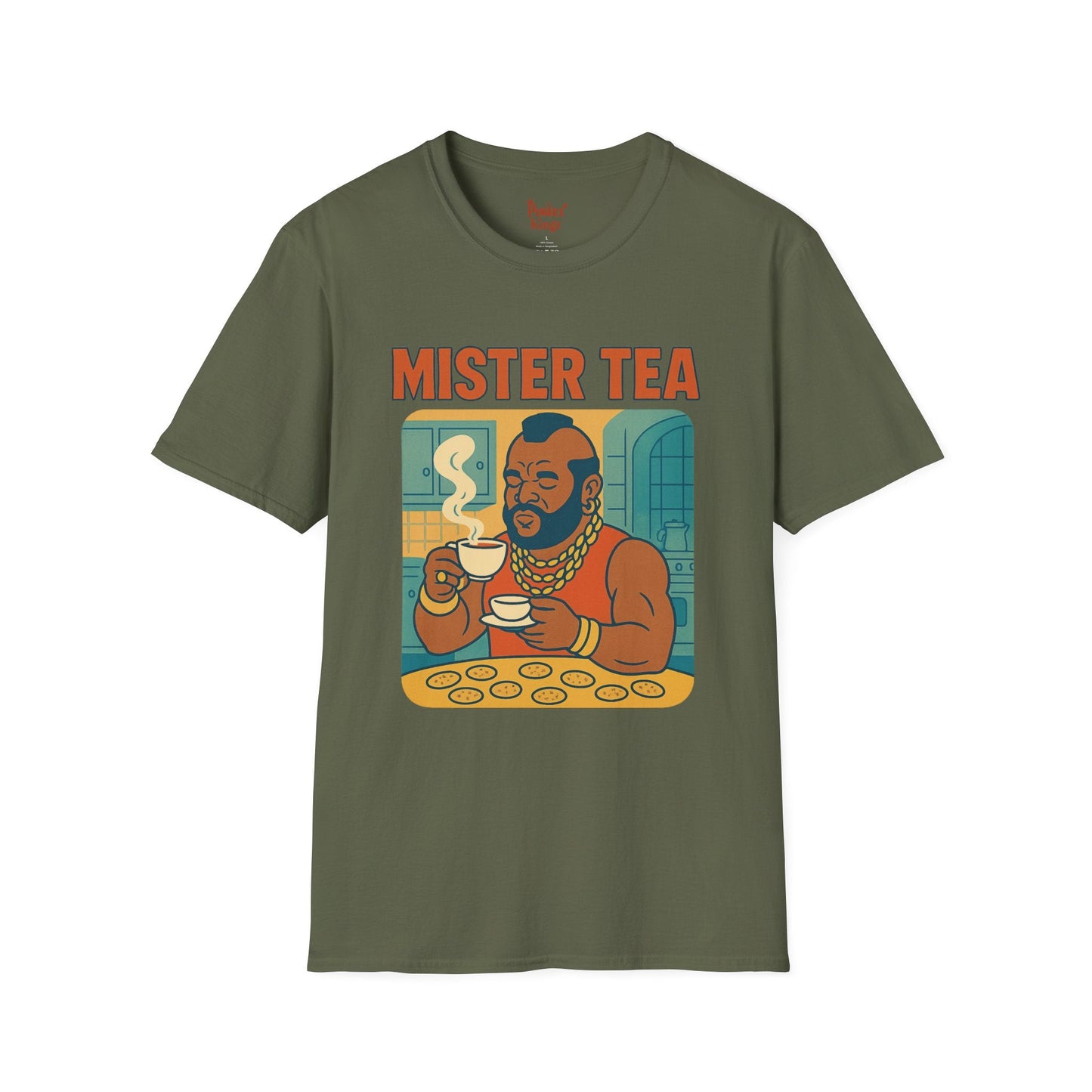 Light Blue t-shirt with Mister Tea Pop Culture Parody