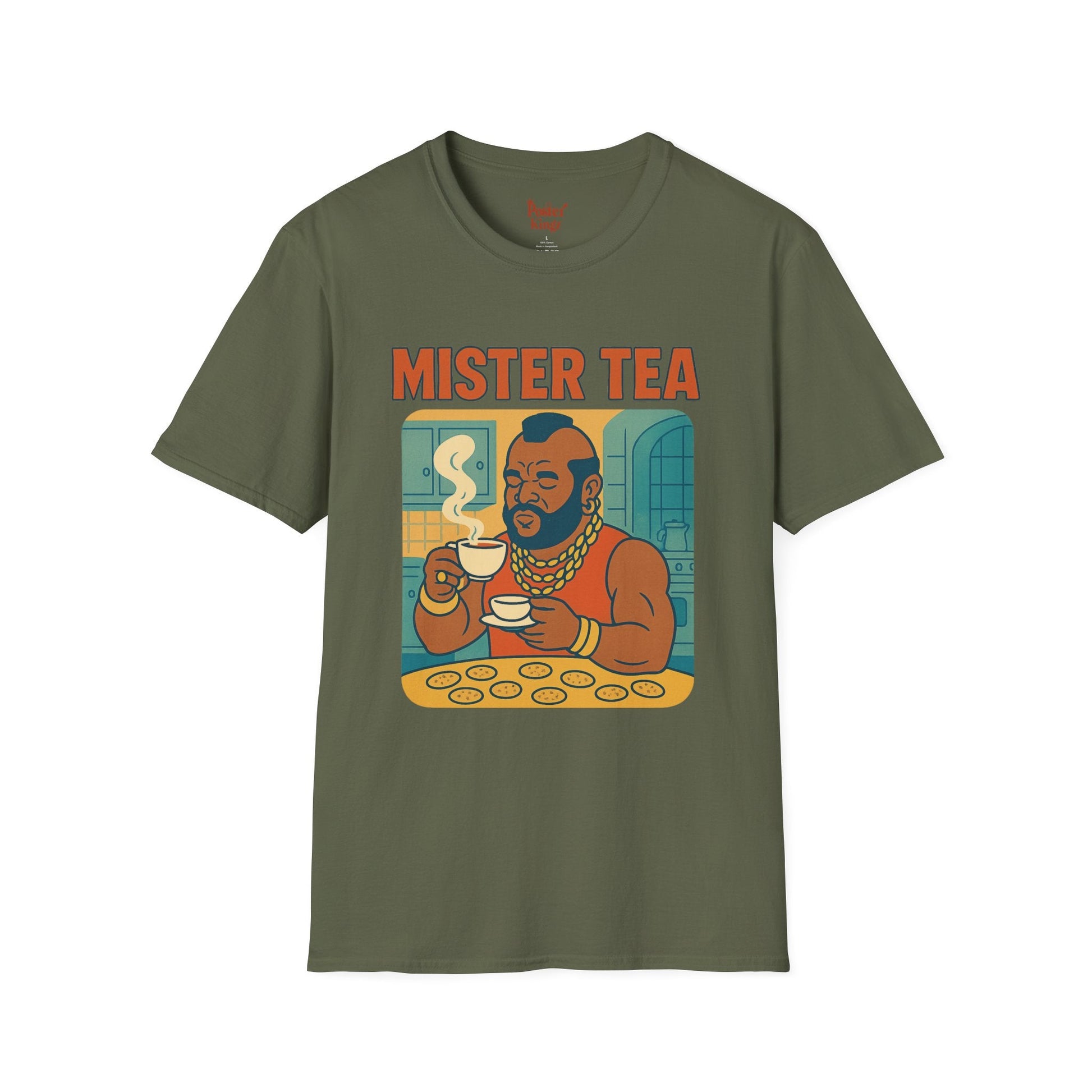 Light Blue t-shirt with Mister Tea Pop Culture Parody