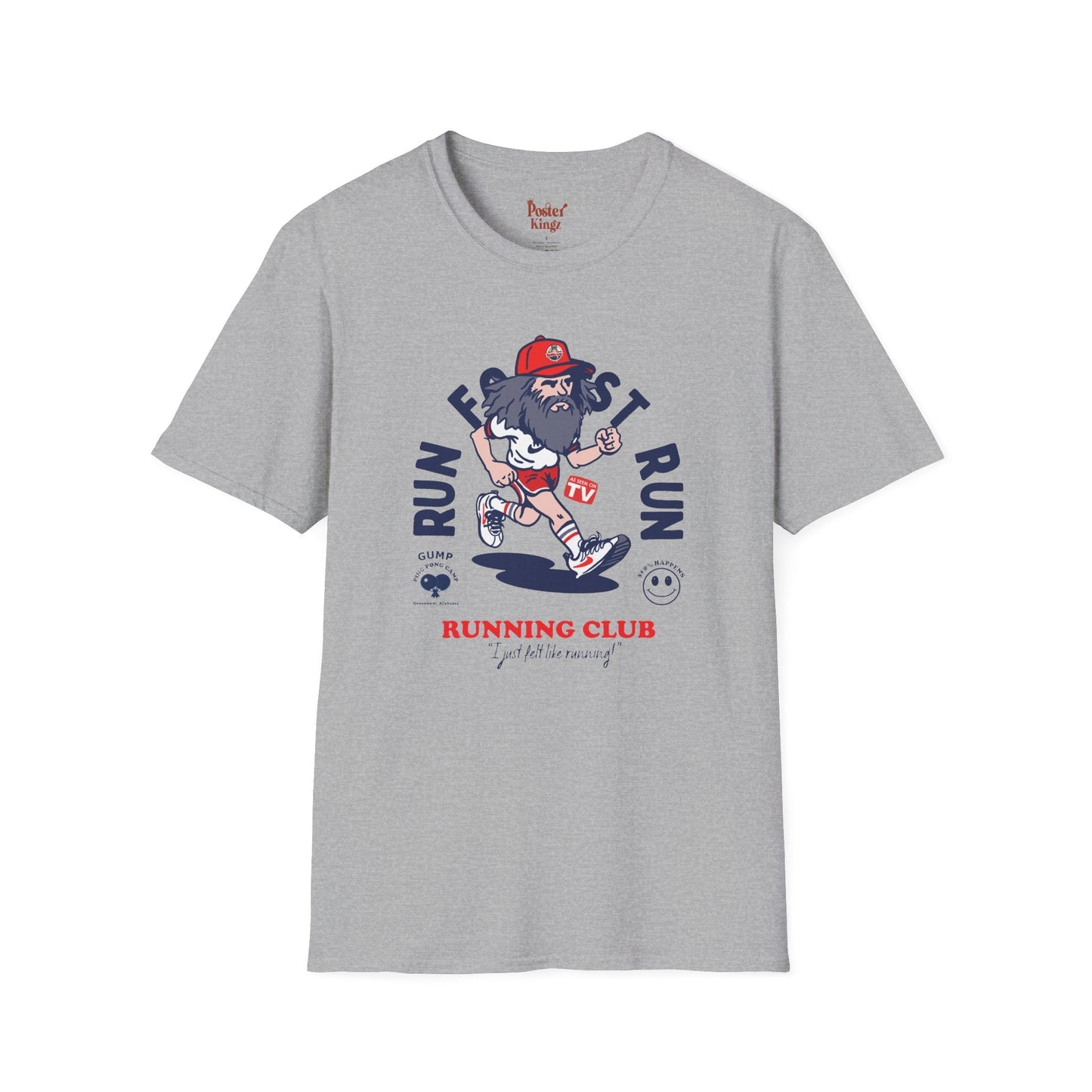Light Blue t-shirt with Forrest Gump Running Club Movie Parody
