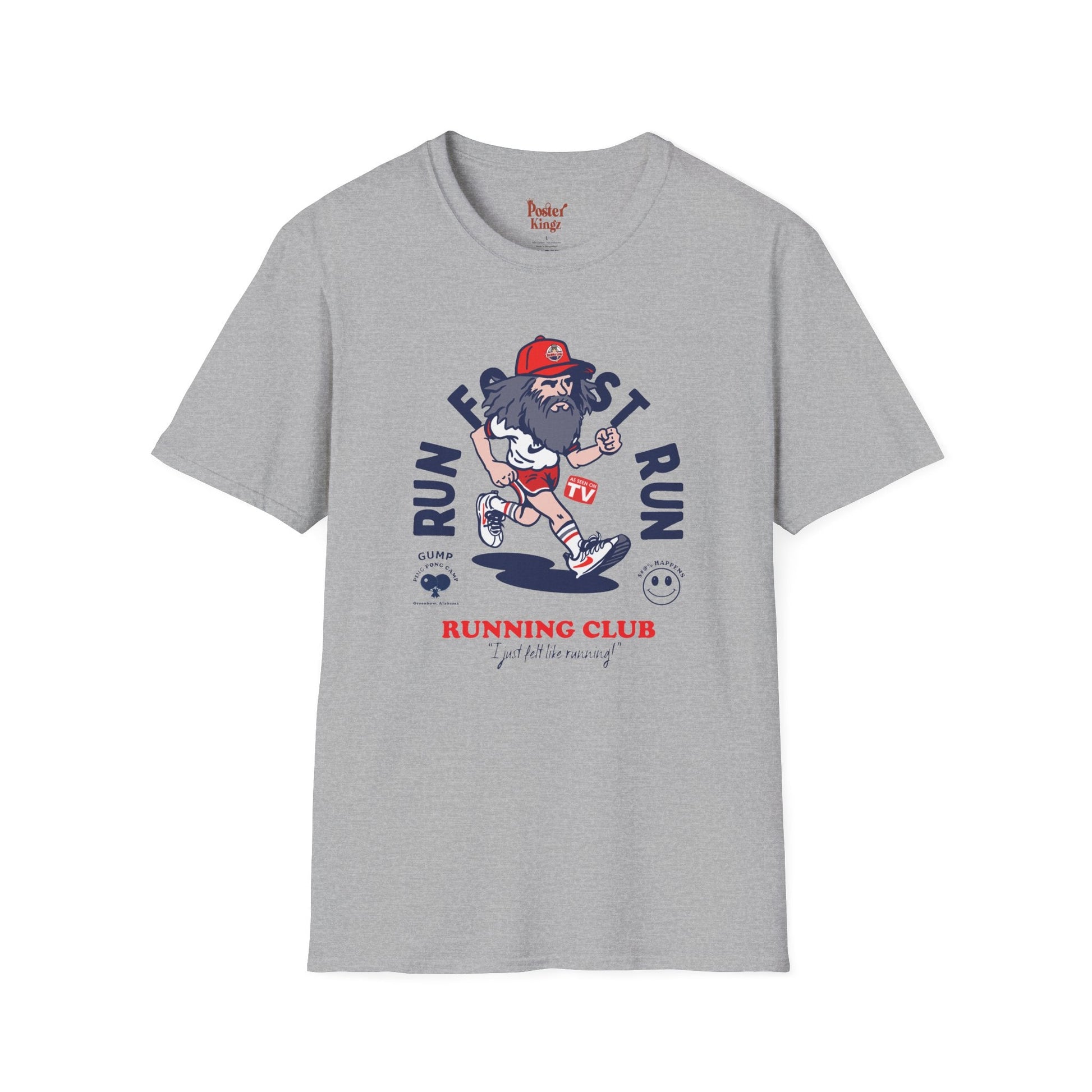 Light Blue t-shirt with Forrest Gump Running Club Movie Parody