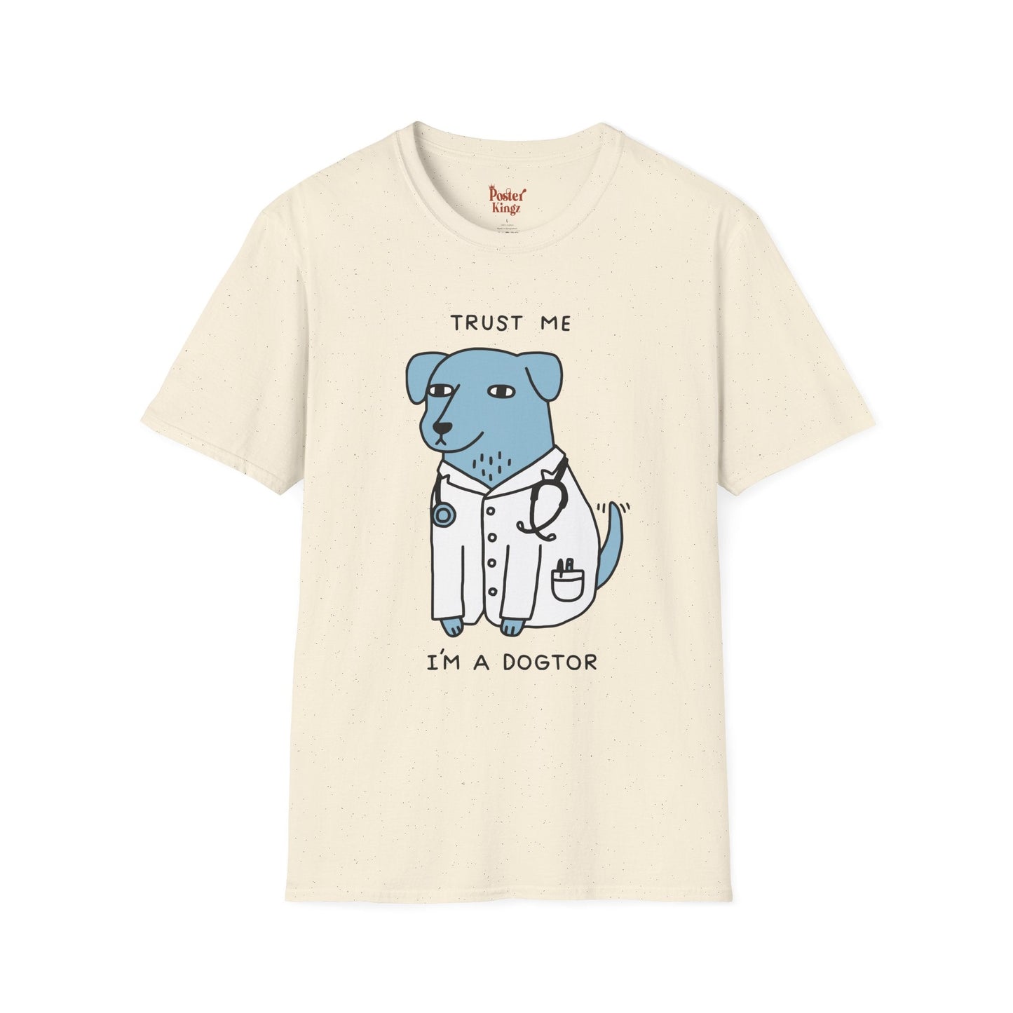 Black t-shirt with Trust Me I'm a Dogtor Dog Pun