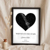 Lifestyle - Personalised Star Map Heart Print leaning in a frame with dried flowers