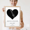 Lifestyle - Personalised Star Map Heart Print held by a smiling woman