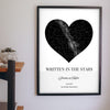 Lifestyle - Personalised Star Map Heart Print hanging on a living room wall