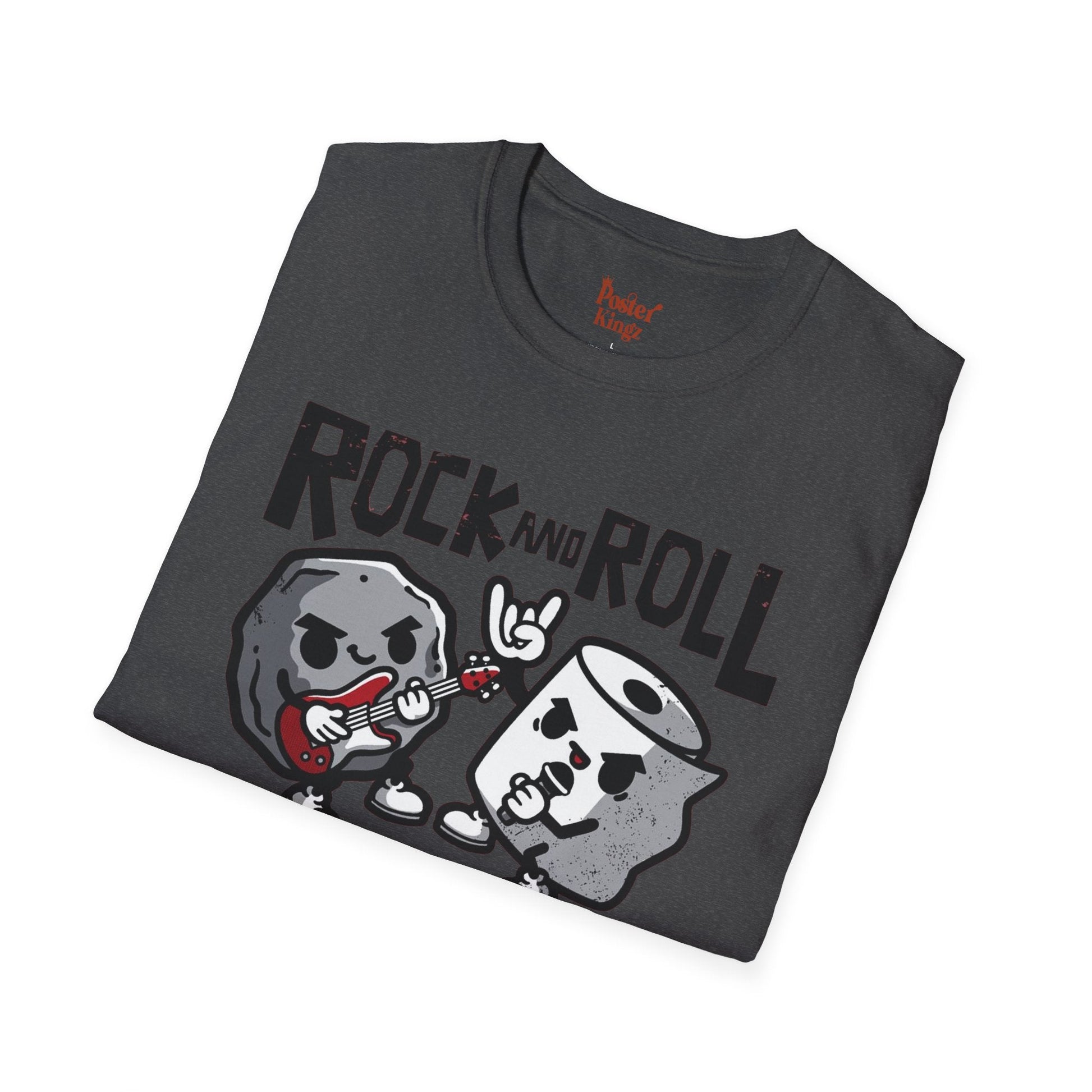 Black t-shirt with Rock and Roll Music Pun
