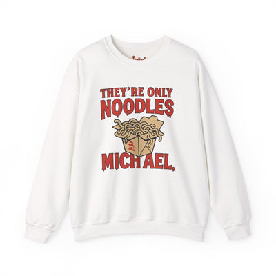 Black t-shirt with They're Only Noodles Michael Sweatshirt Horror Movie Parody