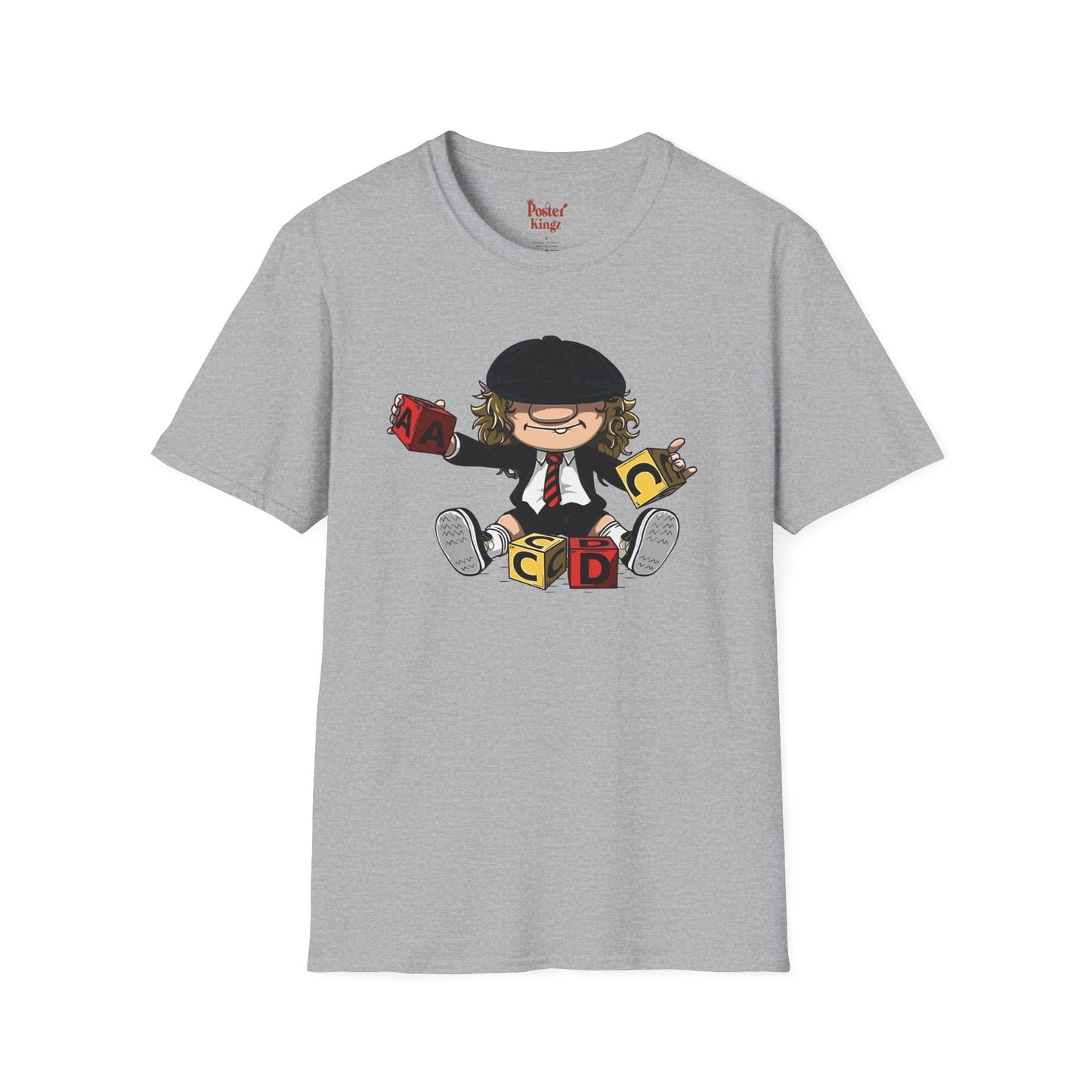 Grey t-shirt with AC/DC Baby Blocks Parody Rock