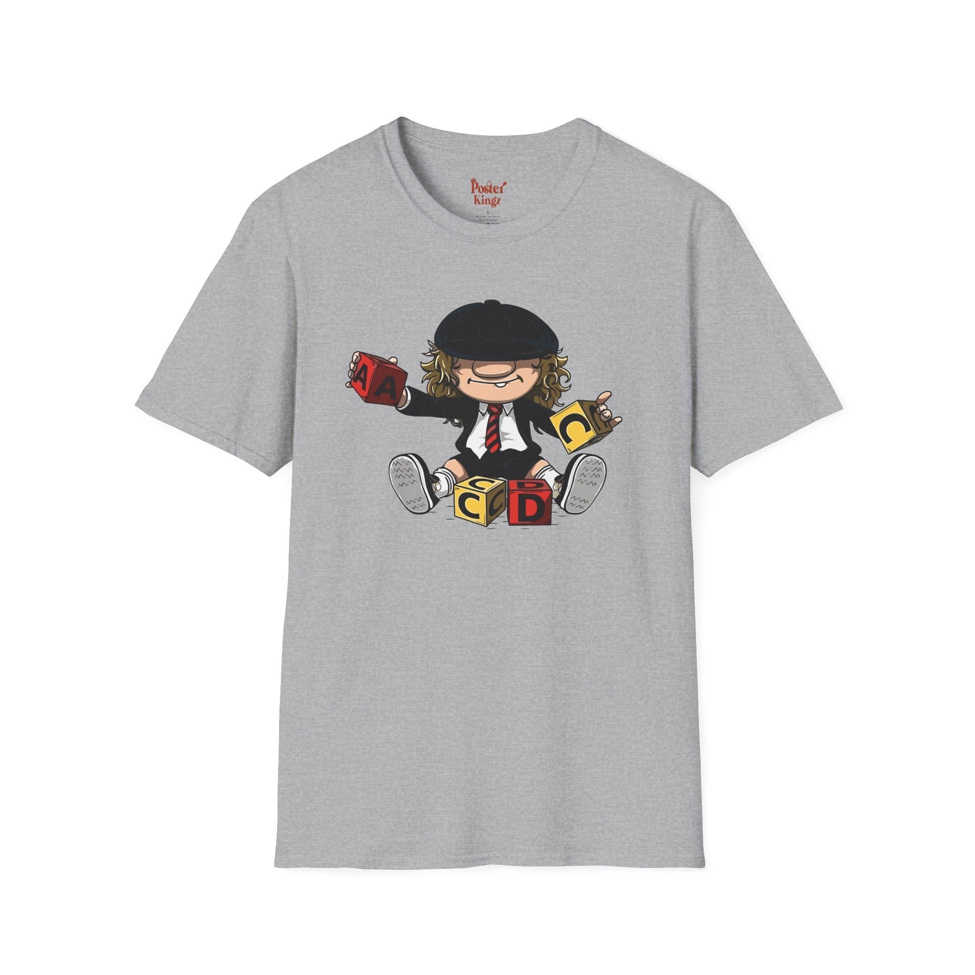 Grey t-shirt with AC/DC Baby Blocks Parody Rock
