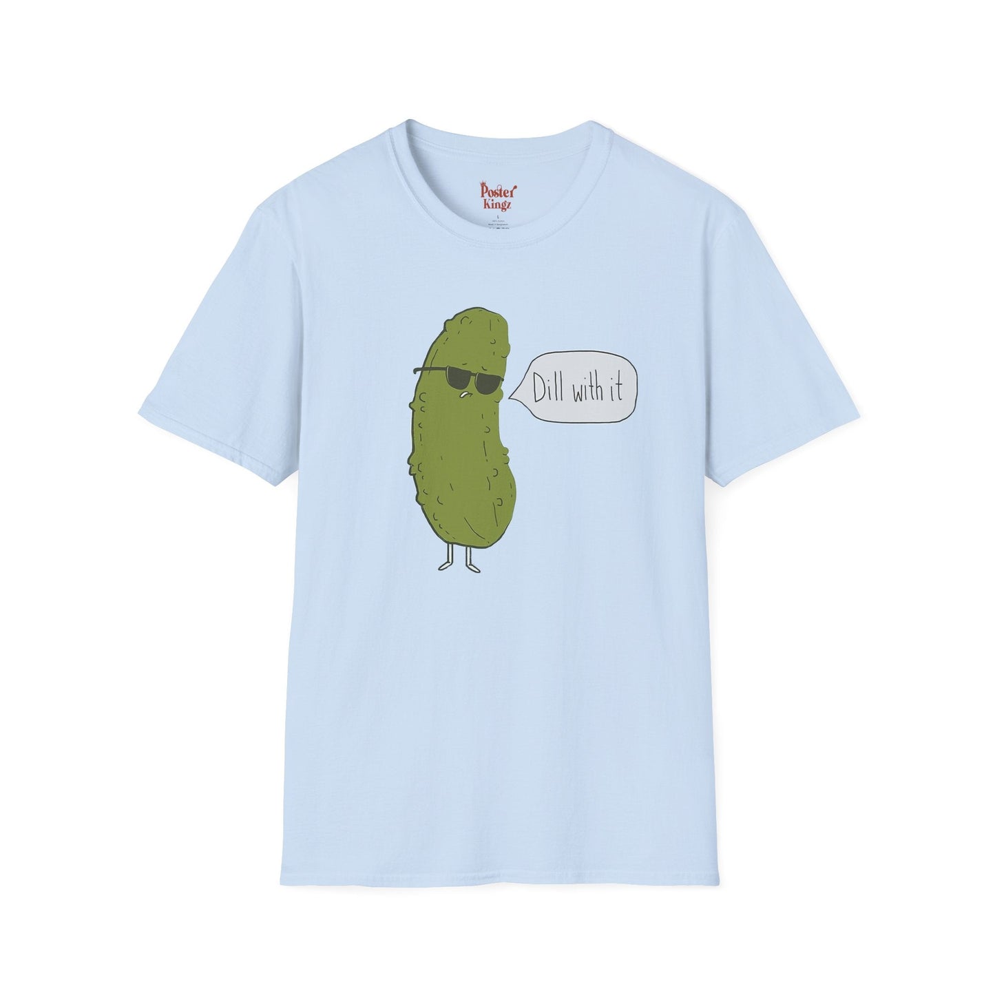 White t-shirt with Dill With It Pickle Pun