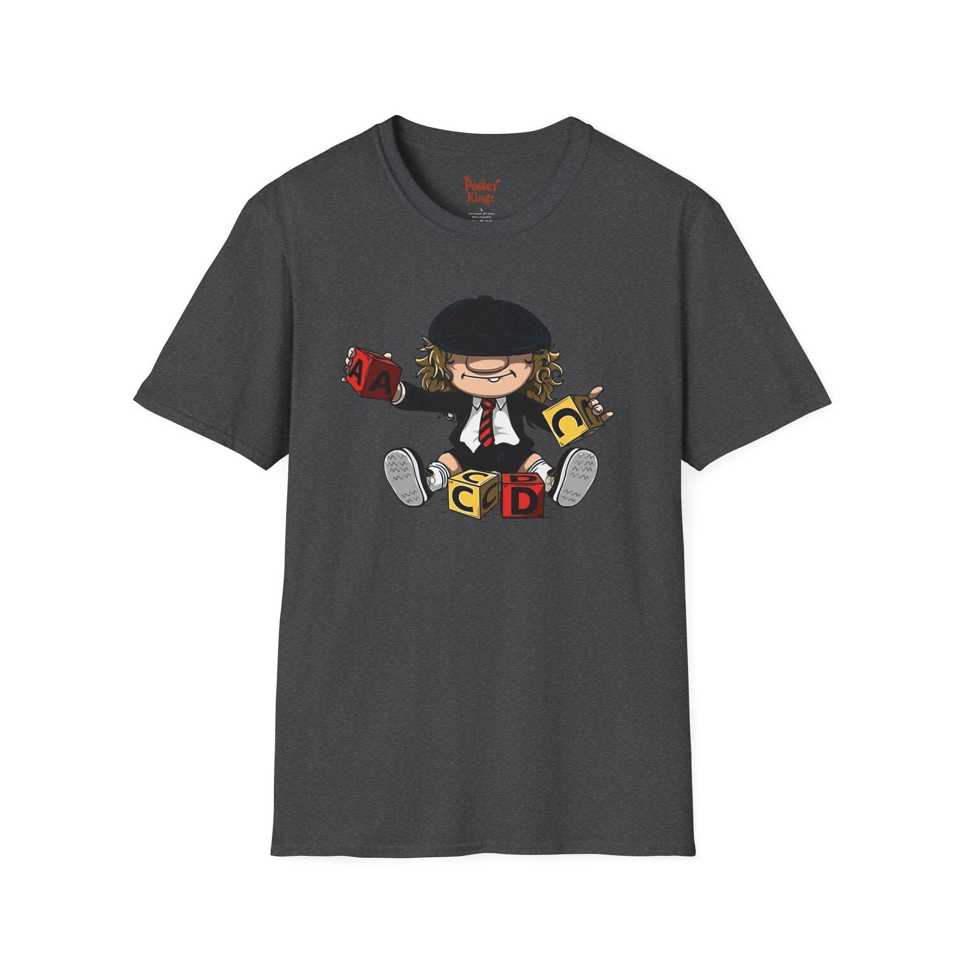 Black t-shirt with AC/DC Baby Blocks Parody Rock