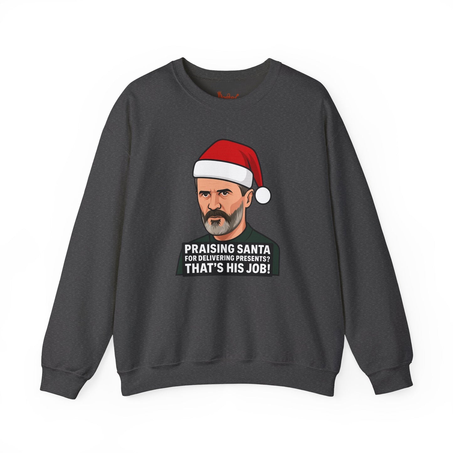 White t-shirt with Roy Keane Santa Christmas Sweatshirt Football Parody