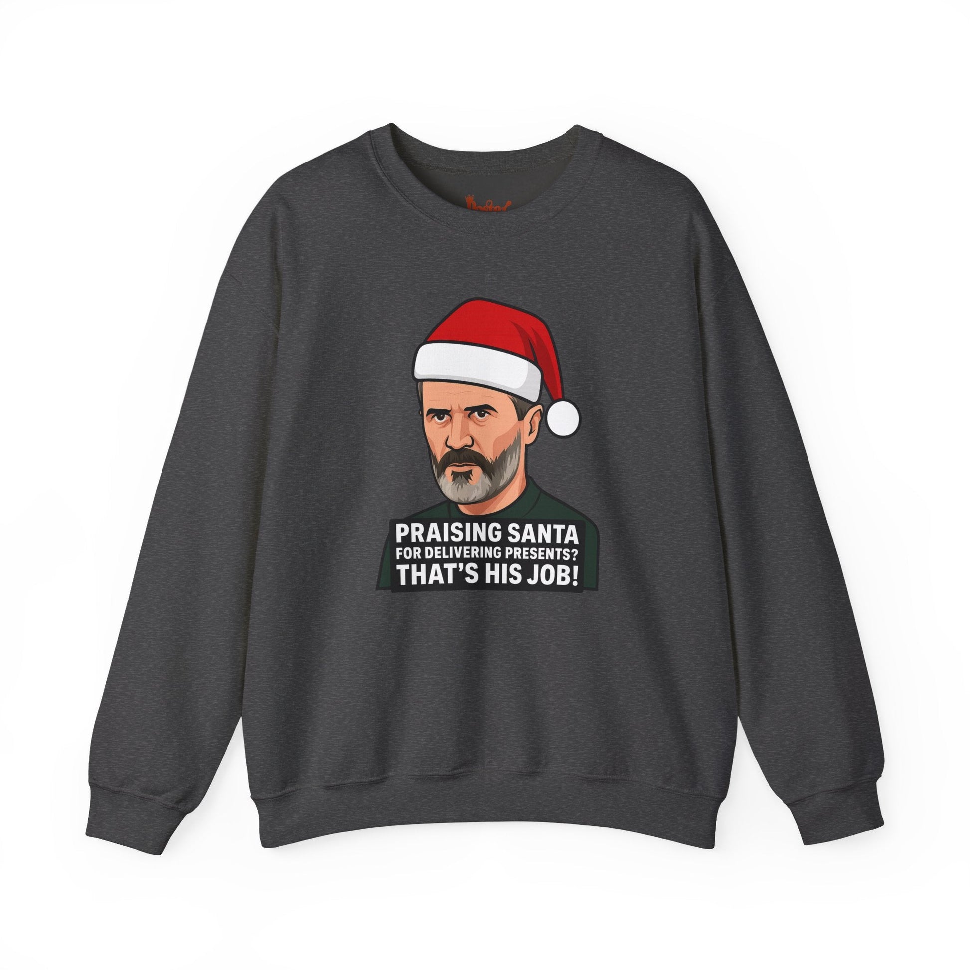 White t-shirt with Roy Keane Santa Christmas Sweatshirt Football Parody