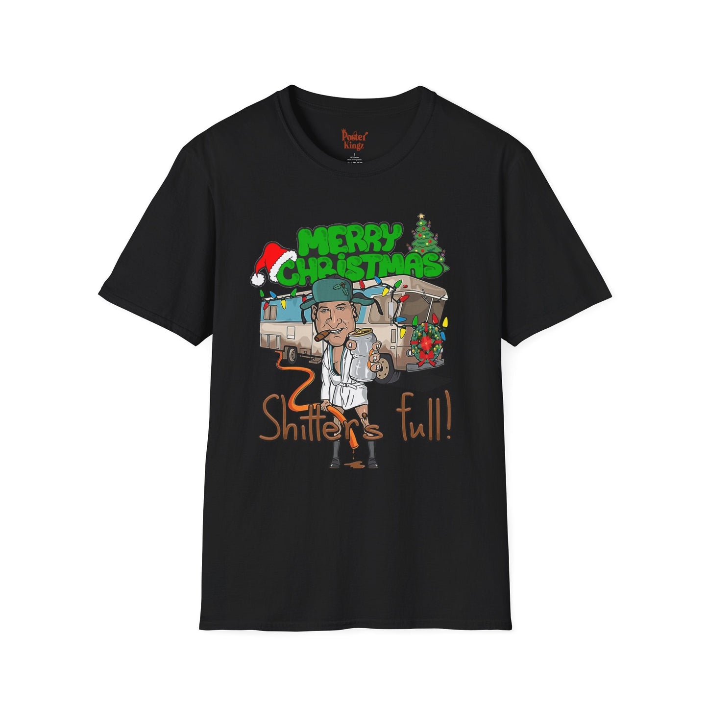 Black t-shirt with Shitter's Full Christmas Christmas Vacation Parody