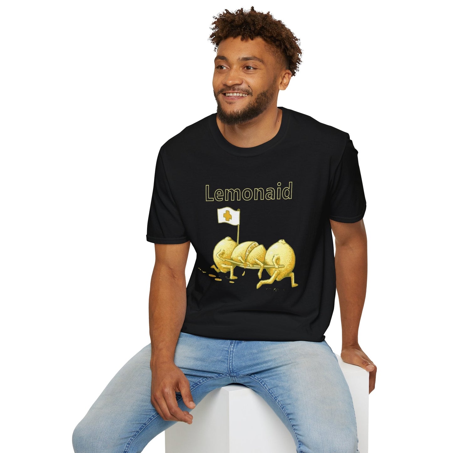 Navy t-shirt with Lemonaid Lemon Pun for Nurses & Doctors