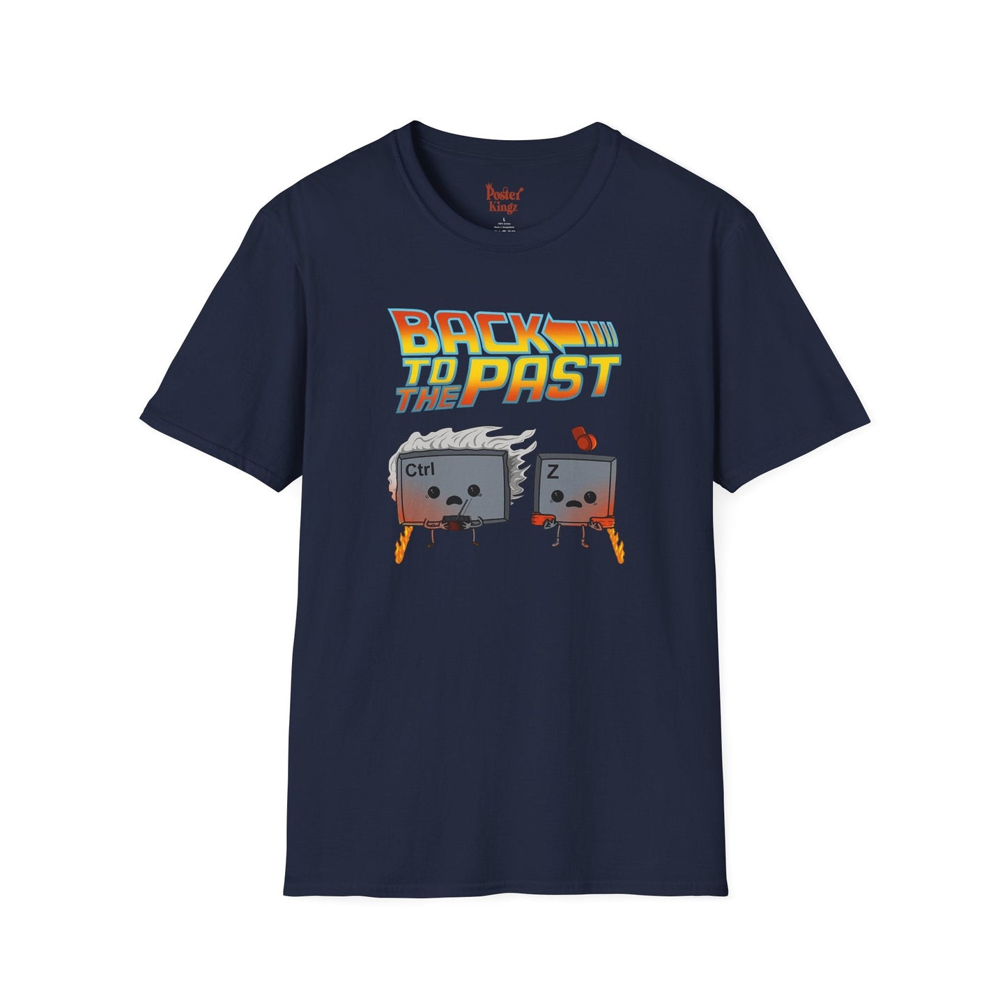 Black t-shirt with Back to the Past Ctrl Z Tech Programmer Parody