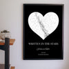 Lifestyle - Personalised Heart Star Map Print hanging on a living room wall