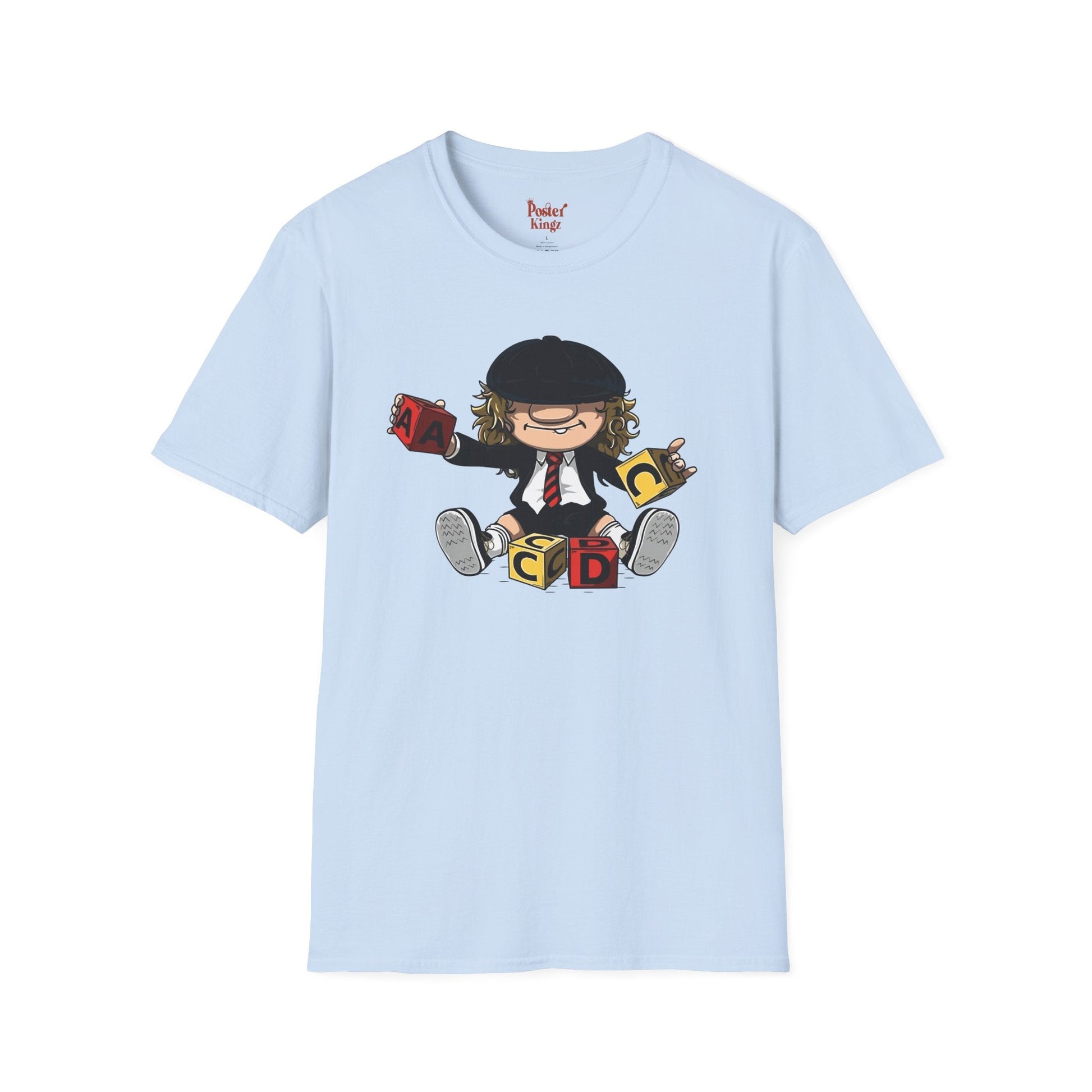 Black t-shirt with AC/DC Baby Blocks Parody Rock