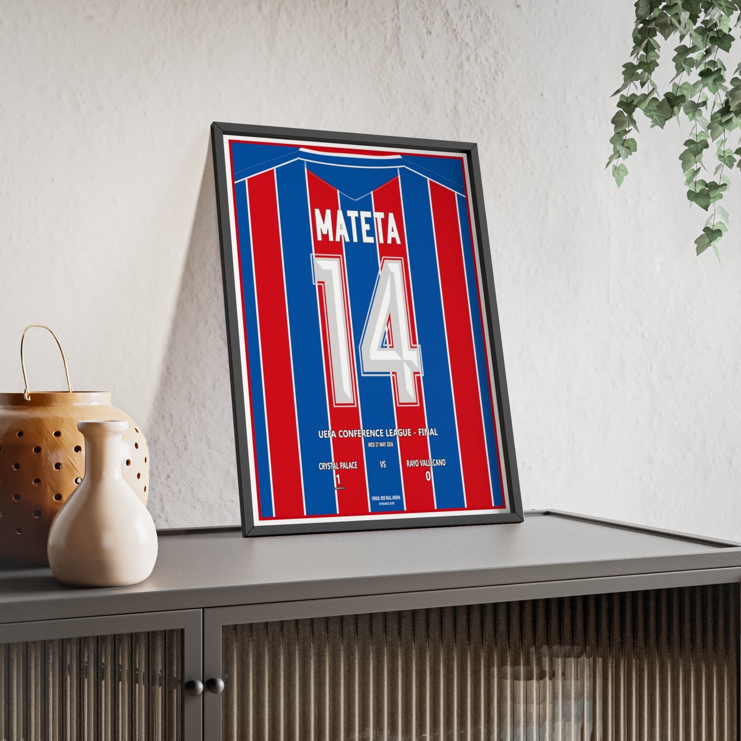 Crystal Palace Mateta 14 Conference League Final 2026 player poster framed lifestyle mockup
